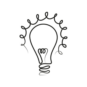 Light bulb icon, doodle style hand drawn light bulb icon vector in flat trendy style illustration isolated on white background.