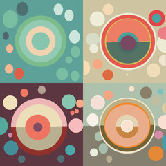 Hintergrundmuster mehrfarbige Kreise und Halbkreise auf 4 Rechtecken