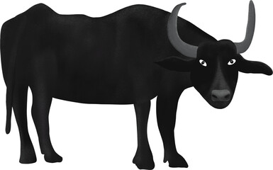 Black bull Animal digital illustration Png clipart with transparent background