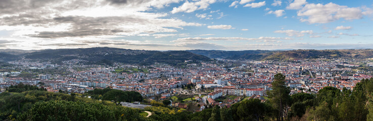 Fototapeta na wymiar Panorama view of the skyline of the Galician city of Ourense as seen from the outskirts. 