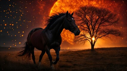 Obraz na płótnie Canvas horse at sunset
