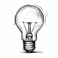 Light bulb vector image, doodle cartoon bulb illustration, hand drawn incandescent lamp