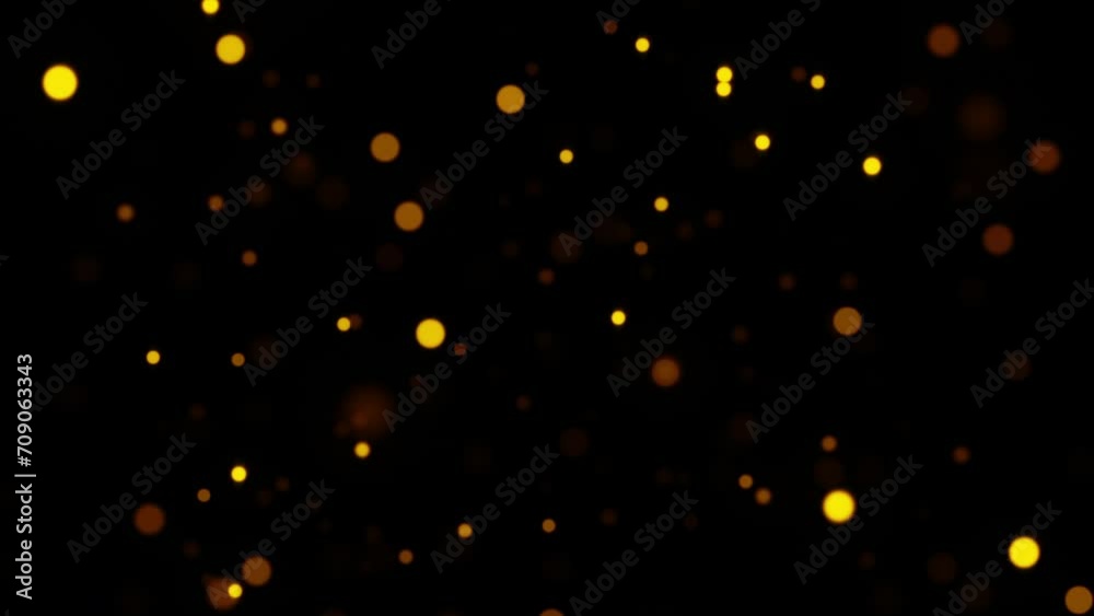 Canvas Prints abstract loop animation flickering glow gold bokeh bubble particles flying on black background. 4k 3