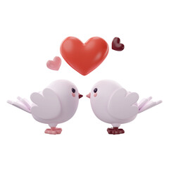 3d rendering of valentine's lovebirds icon
