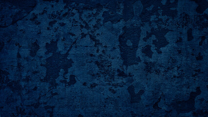 Blue dark cement wall in retro concept. Old concrete background for wallpaper or graphic design. Blank plaster texture in vintage style.