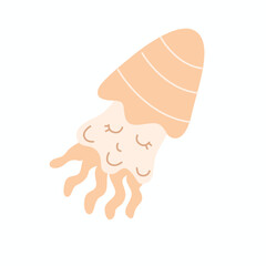 Cute cartoon jellyfish. Vector illustration in a flat style.