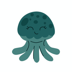 Cute cartoon octopus. Vector illustration isolated on white background.