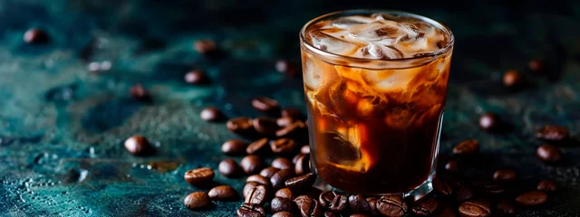Foto op Plexiglas cold coffee with milk in a glass. Selective focus. © Erik