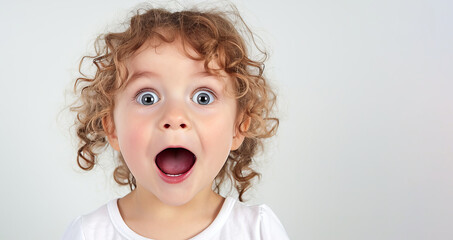 kid with surprised face on white background