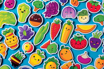 Adorable Fruit and Vegetable Character Stickers