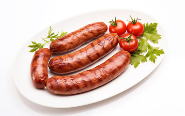 Tasty goodness sausages Isolated on White background Generated AI