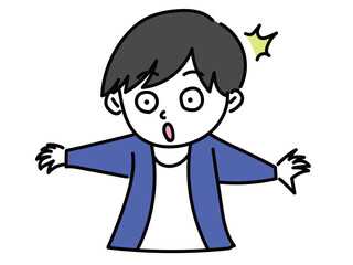 驚いて目を丸くする男の子