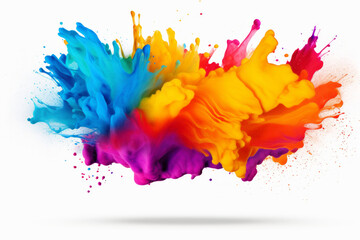 Bright abstract picture of multi-colored splashes on white background