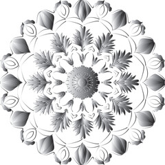 Circular flower mandala pattern for Henna, Mehndi, and Decoration. Decorative ornament in ethnic oriental style. Outline doodle hand draw vector illustration.