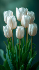 beautiful spring bouquet of white tulips