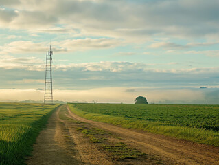Obraz premium Bridging Distances: A single telecom antenna providing connectivity in rural tranquility
