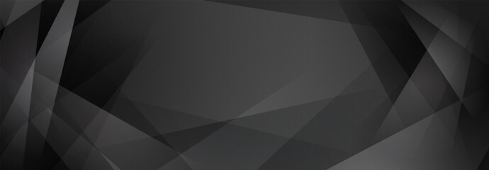 Abstract background of straight intersecting lines and translucent polygons in black colors - obrazy, fototapety, plakaty