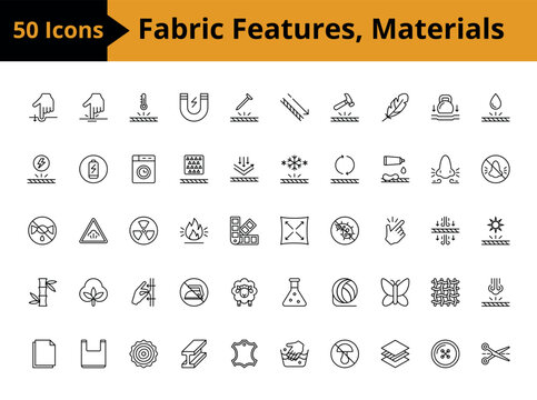 set of icons fabric properties