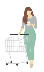 献立を検索しながら買い物をする女性