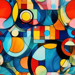 Seamless abstract multicolored retro shapes concept pattern background