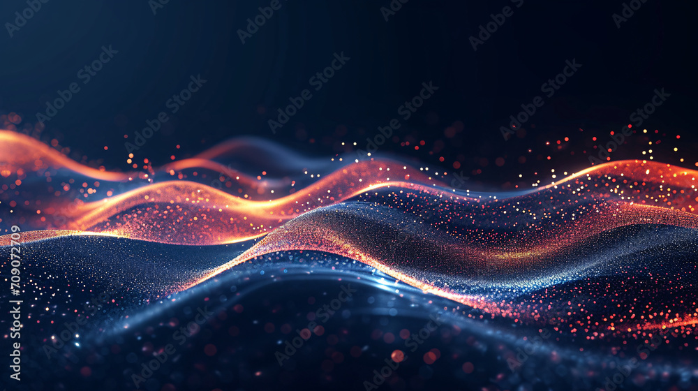 Wall mural future technology line particle background, technology particle line concept illustration ppt backgr