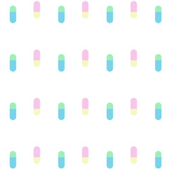 Colorful capsule background.Pastel color pills on white.Cute wallpaper.