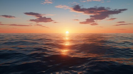 Fototapeta na wymiar A breathtaking sunrise over a serene ocean, with the sun casting a golden path on the water's surface-Generative Ai