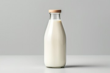 Clear glass bottle filled with milk for mockup