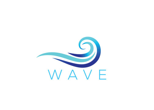 Minimalist Ocean wave logo design vector template