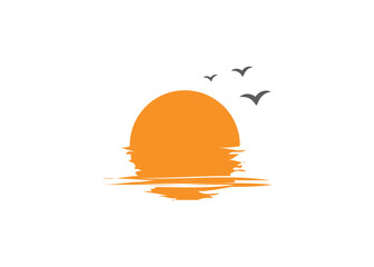 Minimalist Sunset logo design vector template