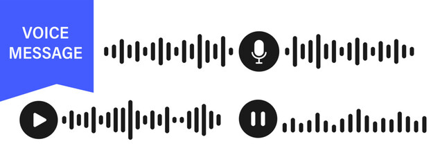 Voice message icons. Audio message. Vector illustration.