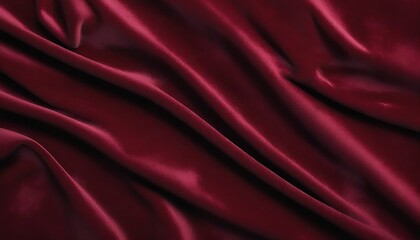 bordeaux red silk drap with waves and folds background - obrazy, fototapety, plakaty