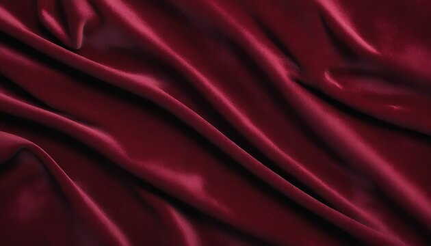 bordeaux red silk drap with waves and folds background