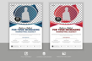 Modern Corporate business flyer design template, poster flyer pamphlet brochure cover design layout space for photo background, vector illustration template in A4 size, real estate, marketing agency