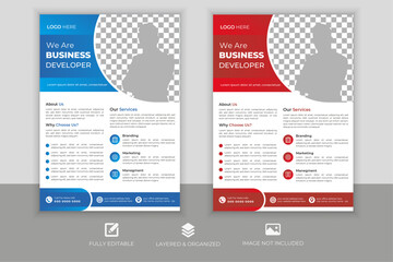 Modern Corporate business flyer design template, poster flyer pamphlet brochure cover design layout space for photo background, vector illustration template in A4 size, real estate, marketing agency