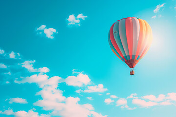 Naklejka premium colorful hot air balloon floating in the sky