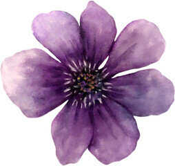 Watercolor Purple Floral Painting