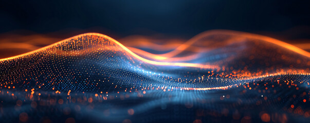 Abstract wave particle technology background design, big data communication technology science and technology concept illustration