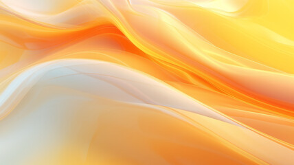 Vivid abstract background with flowing layers of yellow, orange, and white, resembling a warm, holographic film