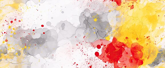 Abstract Watercolor Splash in Grey, Yellow, and Red Vibrant Design