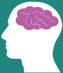 Human Brain Thinking sign, Human brain in head icon
