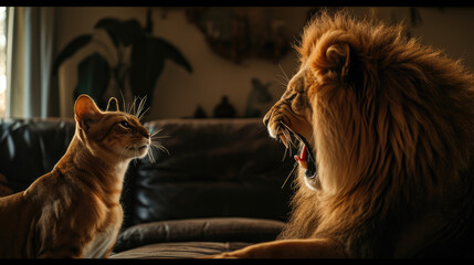 Cat vs Lion