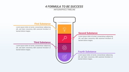 Test Tube Shape Infographic With 4 Steps and Editable Text for Business Plans, Business Reports, and Website Design.