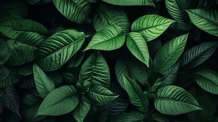 Textures of abstract green leaves for tropical leaf background - Generative AI