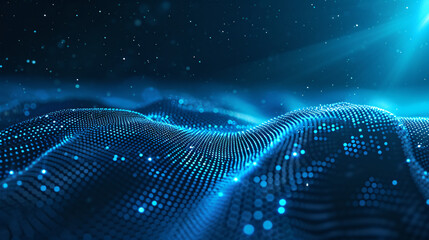 Abstract wave particle technology background design, big data communication technology science and technology concept illustration