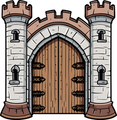 Castle gate clipart design illustration