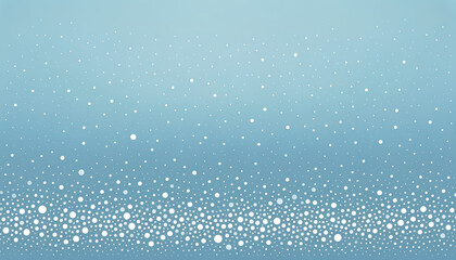 An illustration of a simple pattern of white dots of varying sizes scattered across a solid pastel blue background, resembling snow falling gently generative AI  - obrazy, fototapety, plakaty