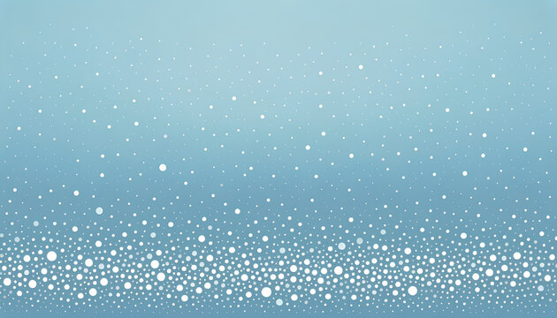 An illustration of a simple pattern of white dots of varying sizes scattered across a solid pastel blue background, resembling snow falling gently generative AI 