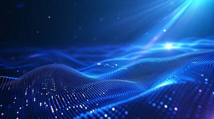 Abstract wave particle technology background design, big data communication technology science and technology concept illustration