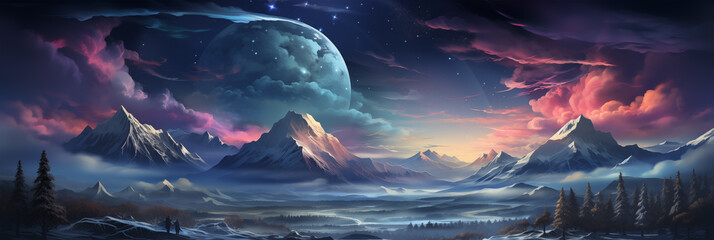 landscape with moon and clouds